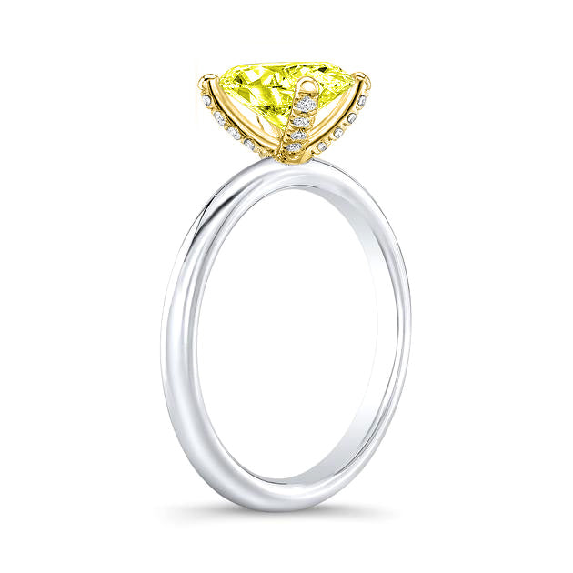 Yellow oval engagement ring side profile