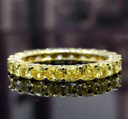 Cushion Cut Canary Fancy Yellow Diamond Eternity Ring