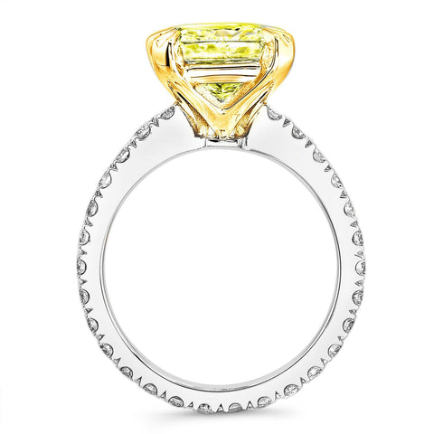 Elongated Yellow Radiant Cut Engagement Ring Side Profile