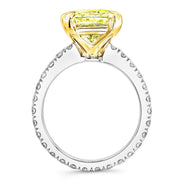 4.90 Ct. Canary Fancy Yellow Radiant Cut Diamond Engagement Ring side view