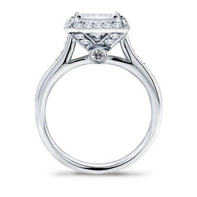 Princess Cut Halo Engagement Ring Side Profile