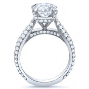 4.50 Ct. Hidden Halo Engagement Ring with 3 Row Pave J Color VS2 GIA Certified