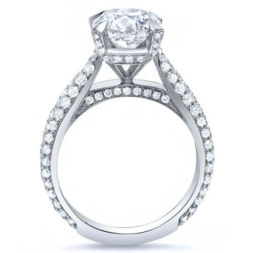 Pave Round Cut Diamond Engagement Ring 