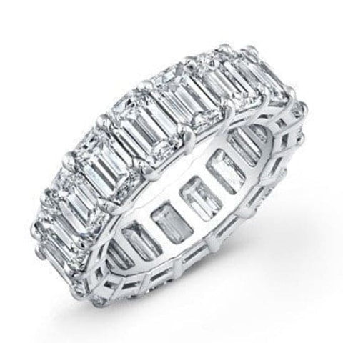 Platinum 10.5 Carat Emerald Cut Eternity Ring Gallery Style