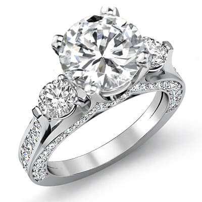 3.8 Ct. Round Cut Diamond Engagement Ring F, SI1