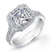 Halo Asscher Cut Split Shank Engagement Ring