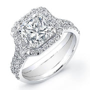 Halo Princess Cut Split Shank Diamond Ring| Princess Halo Diamond Ring