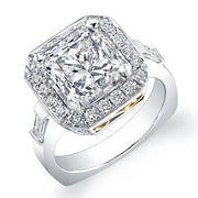 Halo Princess Cut Diamond Ring With Baguettes