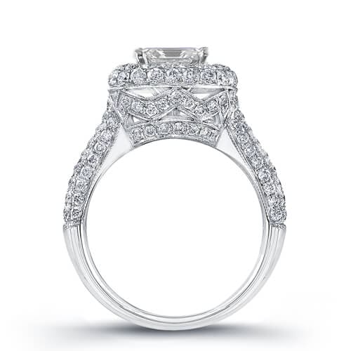 Halo Cushion Cut Pave Engagement Ring 