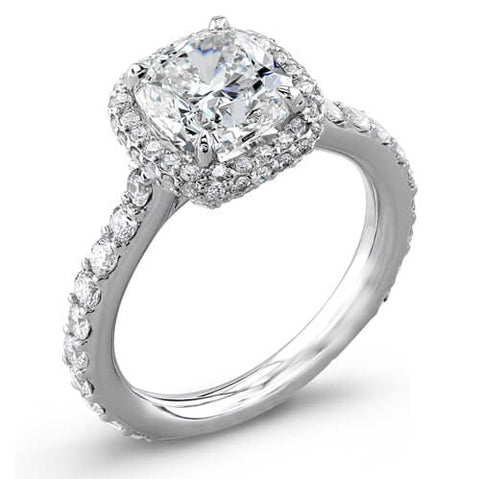 2.33 Ct. Cushion & Round Cut Diamond Engagement Ring GIA G, VS2