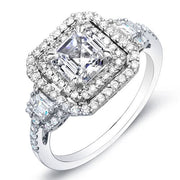 2.21 Ct. Dual Halo Asscher Cut Diamond Engagement Ring H,VS2 GIA