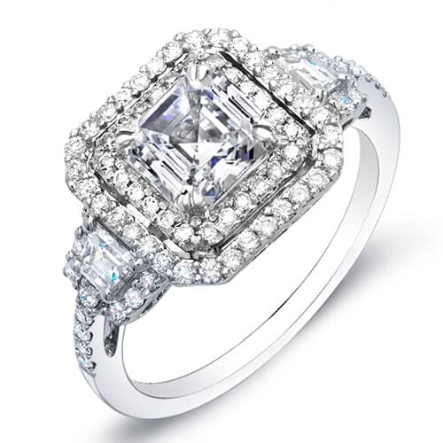 2.21 Ct. Dual Halo Asscher Cut Diamond Engagement Ring H,VS2 GIA