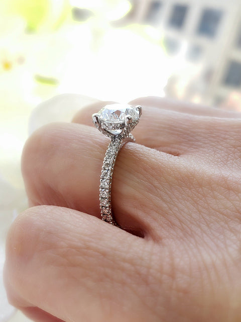 1.50 Ct. Hidden Halo Round Cut Engagement Ring G Color VS2 GIA Certified
