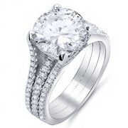 Split Shank 3 Row Pave Engagement Ring