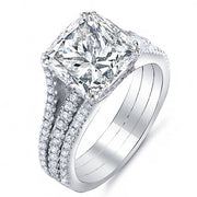 2.25 Ct.  Princess Cut Diamond Engagement Ring w/ Round Pave H,VVS2 GIA