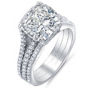 4.65 Ct. Cushion Cut Diamond Engagement Ring w/ Round Pave I,VVS1 GIA