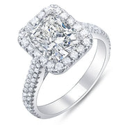 2.13 Ct. Cushion Cut w/ Round Cut Halo Diamond Engagement Ring G,VS2 GIA