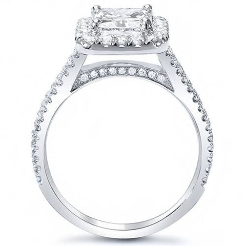 1.81 Ct. Emerald Cut w/ Round Cut Halo Diamond Engagement Ring D, VS1 GIA