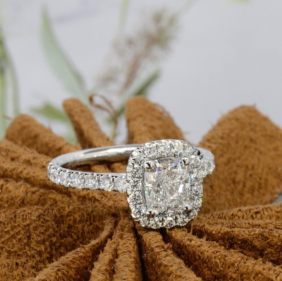 1.70 Ct. Cushion Cut Halo Engagement Ring G Color VS1 GIA Certified
