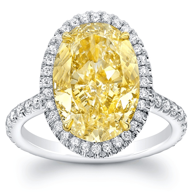 Halo Canary Fancy yellow Oval Cut Diamond Ring