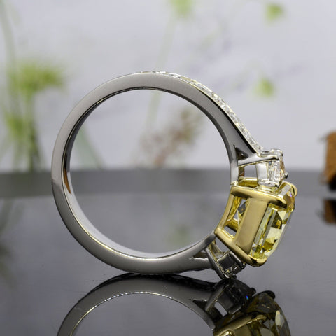 Elongated Yellow Radiant Engagement Ring Side Profile