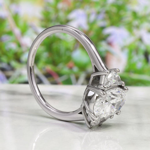 2.00 Ctw. Oval Cut 3 Stone Ring & Half Moons G Color VS2 GIA Certified