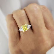 2.60 Ct. Canary Fancy Yellow Radiant Cut 3-Stone Diamond Ring VS1 GIA Certified