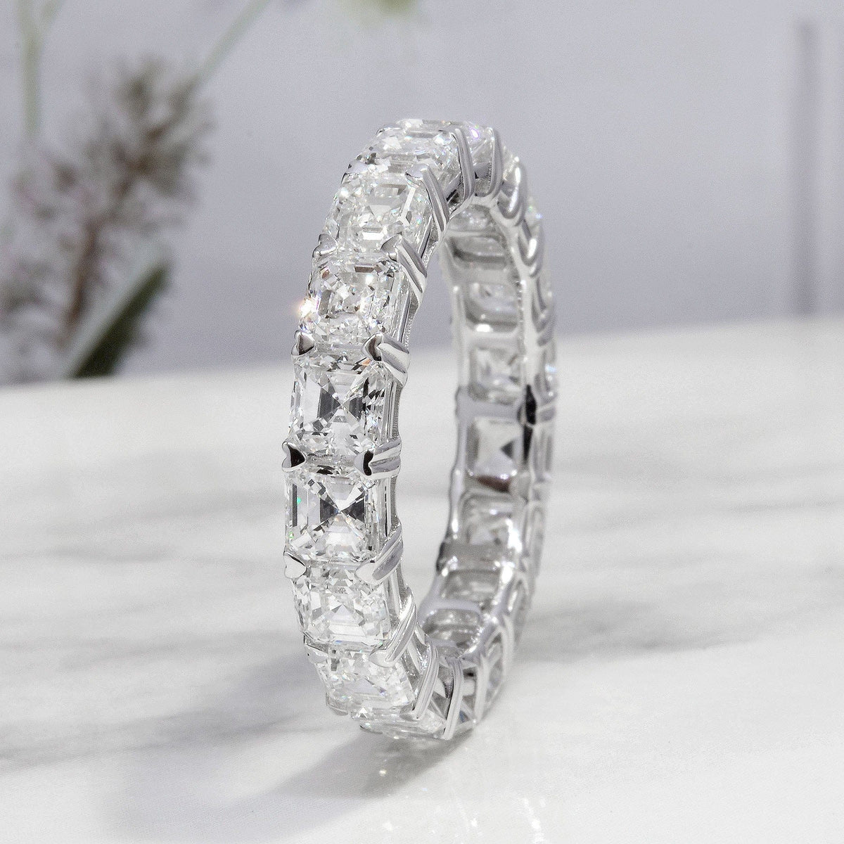 Asscher cut eternity band   view from side