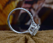 Rectangle Halo Radiant Cut Engagement Ring Side Profile