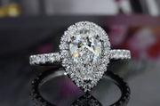 2.20 Ct. Pear Shaped Halo Engagement Ring Set F Color VS1 GIA Certified