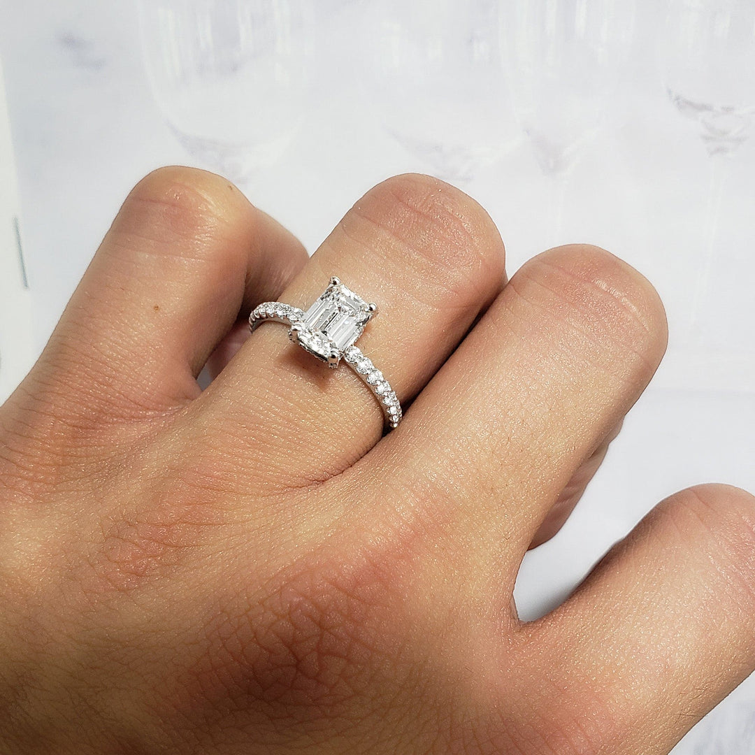 1.20 Ctw Emerald Cut Hidden Halo Ring G Color VS1 GIA Natural