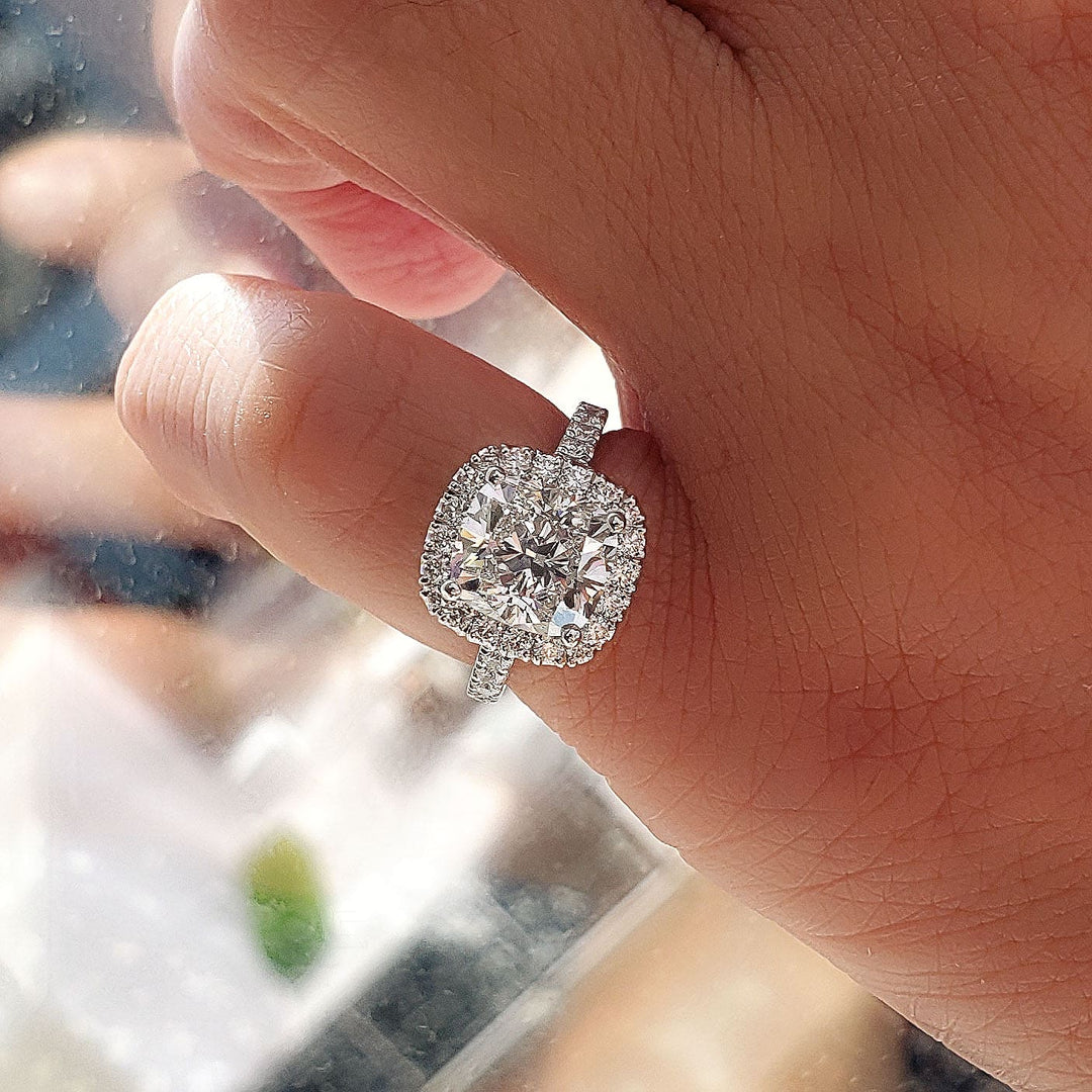2.45 Ct. Classic Cushion Halo Engagement Ring H Color VS1 GIA Certified