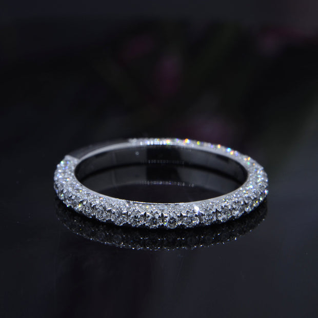 2.50 Ct Hidden Halo 3 Row Pave Engagement Ring J Color VS2 GIA Certified 3X