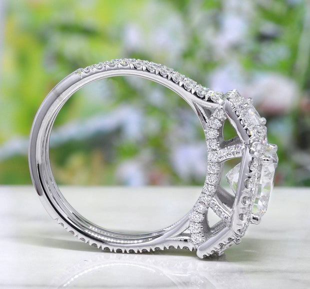Cushion Halo Engagement Rings Side View