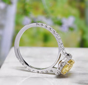 2.10 Ct. Halo Canary Fancy yellow Oval Cut Diamond Ring VS1 Clarity GIA Certified