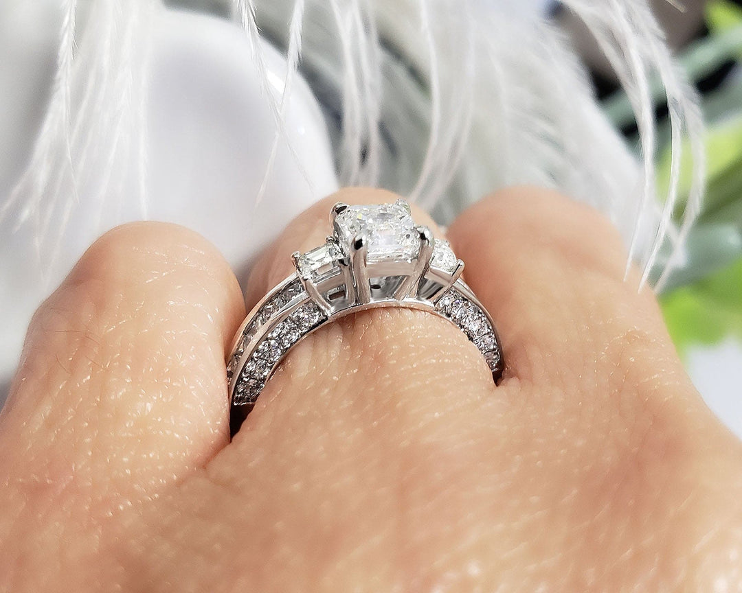 2.00 Ct. Asscher Cut Engagement Ring with Accents H Color VS1 GIA Certified