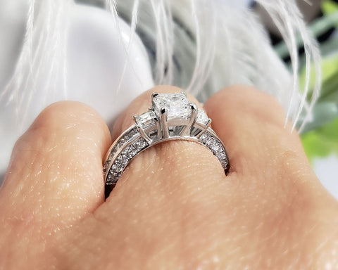 2.00 Ct. Asscher Cut Engagement Ring with Accents H Color VS1 GIA Certified