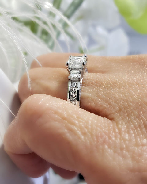 2.00 Ct. Asscher Cut Engagement Ring with Accents H Color VS1 GIA Certified