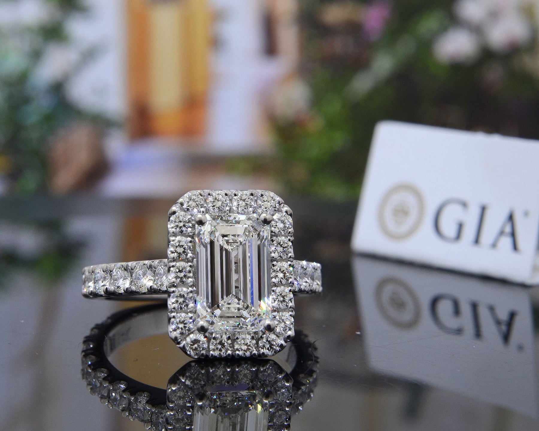 Emerald-Cut Hidden Halo Engagement Ring In 18k Gold With Diamonds – Simon  G. Jewelry