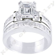 2.81 Ct. Asscher Cut Diamond Bridal Ring Set H,VVS2 GIA
