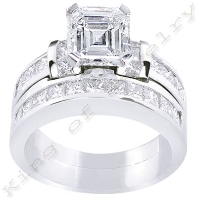 2.81 Ct. Asscher Cut Diamond Bridal Ring Set H,VVS2 GIA