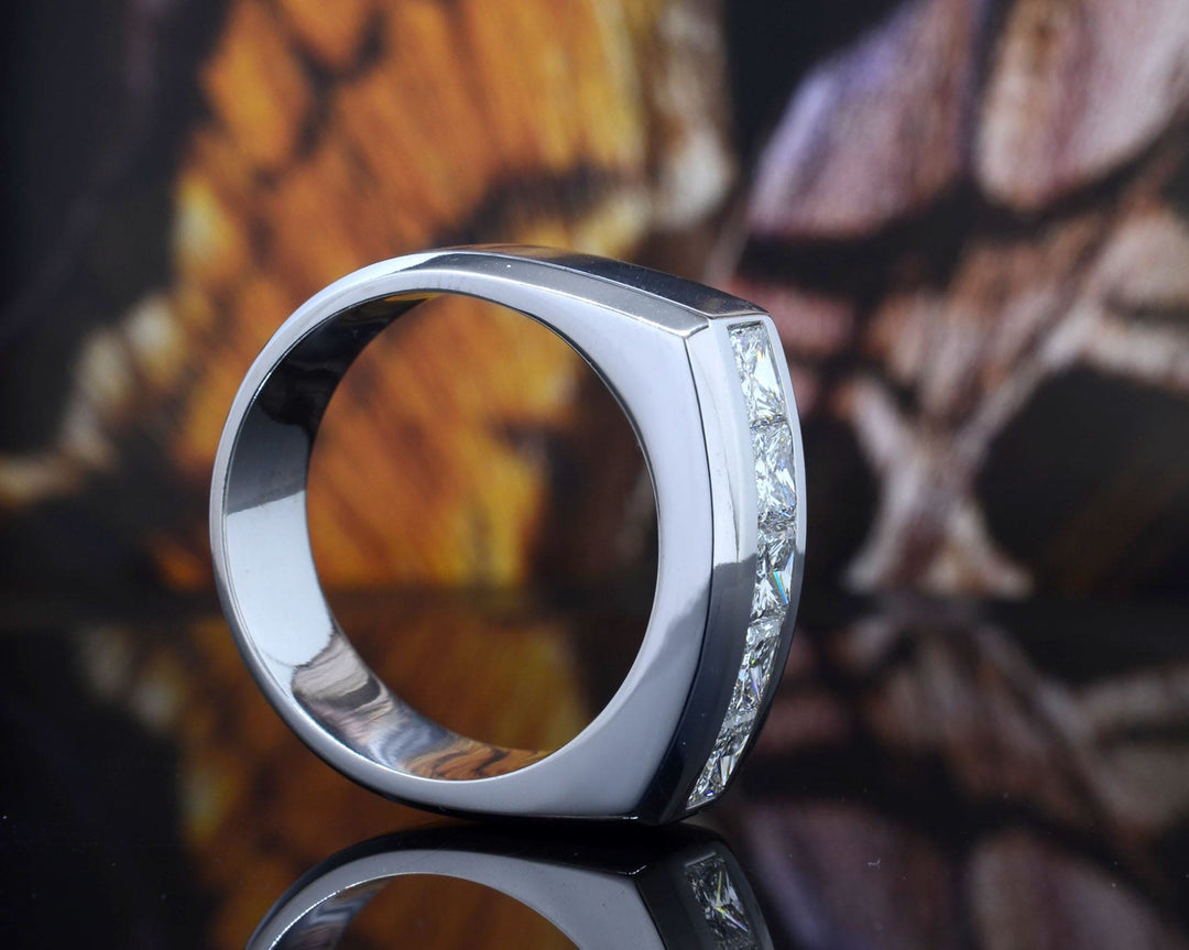 2.00 Ct. Men's Princess Cut Channel Ring 10mm Width F color VS1 GIA Certified