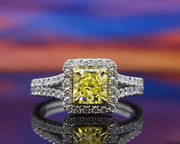 2.35 Ct. Canary Fancy Yellow Square Radiant Cut Engagement Ring VS1 GIA Certified
