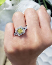 2.35 Ct. Canary Fancy Yellow Square Radiant Cut Engagement Ring VS1 GIA Certified