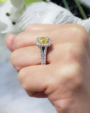 2.35 Ct. Canary Fancy Yellow Square Radiant Cut Engagement Ring VS1 GIA Certified