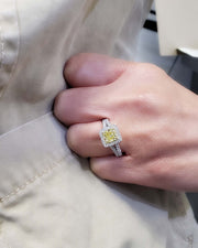 2.35 Ct. Canary Fancy Yellow Square Radiant Cut Engagement Ring VS1 GIA Certified