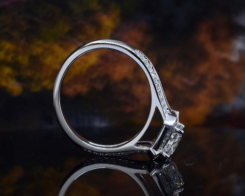 1.50 Ct. Asscher Cut Halo Diamond Ring Split Shank F Color VS1 GIA Certified