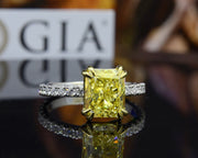 Yellow Radiant Engagement Ring Front View