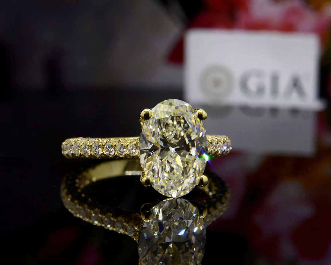 4.20 Ct. Hidden Halo Oval Cut Engagement Ring J Color VS1 GIA Certified