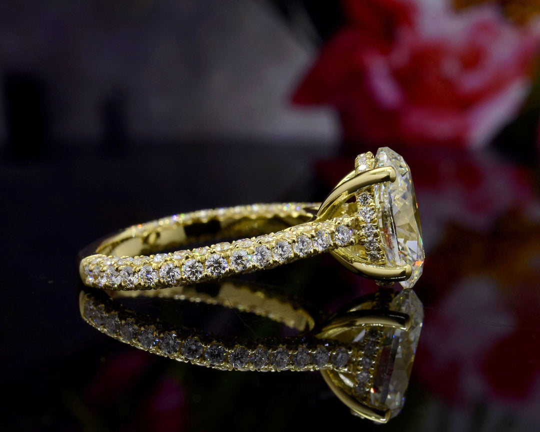 4.20 Ct. Hidden Halo Oval Cut Engagement Ring J Color VS1 GIA Certified